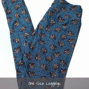 LuLaRoe OS Leggings Cameras Blue NEW